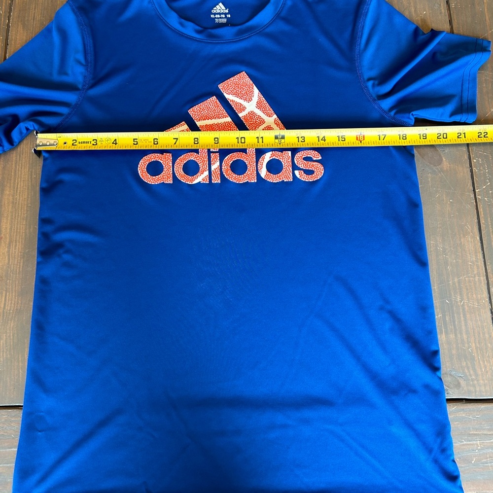 adidas Climalite Boy T-Shirt XL 18 Blue Graphic Print Logo Sports Outdoor School - Picture 9 of 15